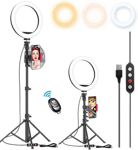 Kaiess 10.2 "Selfie Ring Light with 65" حامل ثلاثي القوائم وقابل للضبط للهاتف للبث المباشر/المكياج ، مصابيح LED قابلة للترقية لـ Tiktok/YouTube/Zoom Meeting/Photography in Kuwait