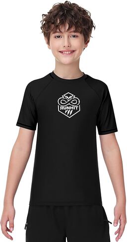 Runhit Boys BJJ Rash Guard Short Sleeve Kids Jiu Jitsu No Gi Youth Compression Shirts for Training MMA Wrestling Boxing UPF50 in Saudi Arabia