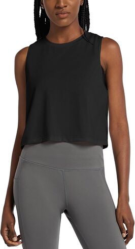 Workout Tops for Women Crop Tank Top Quick Dry Athletic Gym Exercise Sleeveless Shirts Muscle Yoga Loose Fit in Saudi Arabia