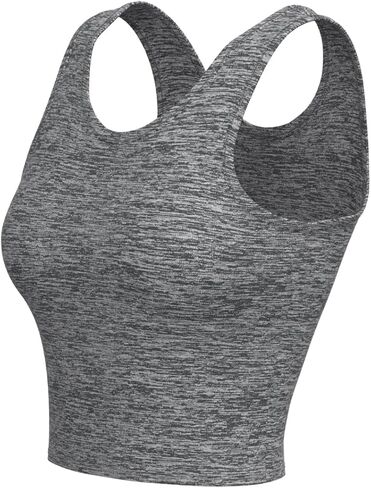Women's Vest, Quick-Dry, Suitable for Running, Fitness, Casual, Short, Crop Top, No Bra Pads (Grey, Small) in Saudi Arabia