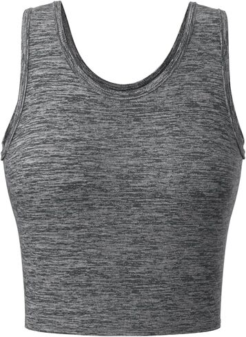 Women's Vest, Quick-Dry, Suitable for Running, Fitness, Casual, Short, Crop Top, No Bra Pads (Grey, Small) in Saudi Arabia