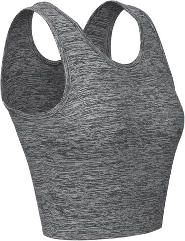 Women's Vest, Quick-Dry, Suitable for Running, Fitness, Casual, Short, Crop Top, No Bra Pads (Grey, Small) in Saudi Arabia