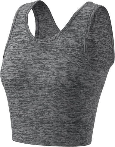 Women's Vest, Quick-Dry, Suitable for Running, Fitness, Casual, Short, Crop Top, No Bra Pads (Grey, Small) in Saudi Arabia
