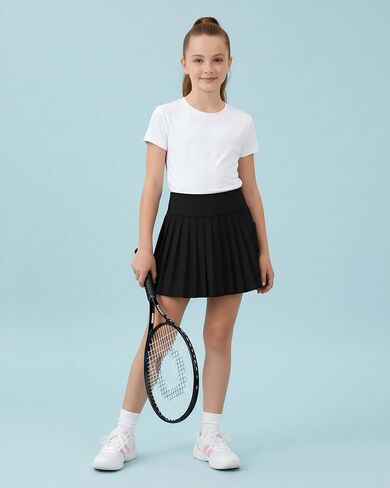 Girls Tennis Skirts with Pockets Liner: High Waisted Pleated Skirt Athletic Sports Skorts Performance Skirts 5-12Y in Saudi Arabia