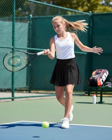 Girls Tennis Skirts with Pockets Liner: High Waisted Pleated Skirt Athletic Sports Skorts Performance Skirts 5-12Y in Saudi Arabia