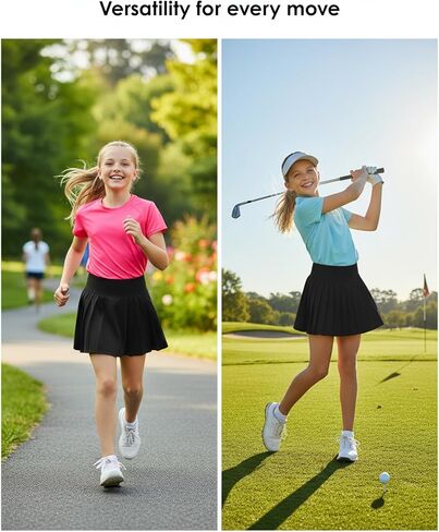 Girls Tennis Skirts with Pockets Liner: High Waisted Pleated Skirt Athletic Sports Skorts Performance Skirts 5-12Y in Saudi Arabia