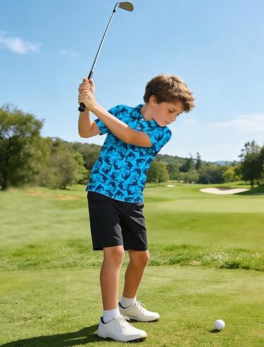 Boys Polo Shirt Hawaiian Golf Polo Shirts Moisture Wicking Quick Dry Fabric Casual Short Sleeve Shirt School Uniform in Saudi Arabia