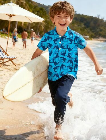 Boys Polo Shirt Hawaiian Golf Polo Shirts Moisture Wicking Quick Dry Fabric Casual Short Sleeve Shirt School Uniform in Saudi Arabia