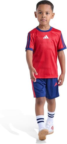 adidas Boys' Short Sleeve 3-Stripe Soccer Tee Shirt and Short Set in Kuwait