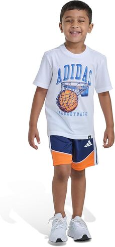 adidas boys Two-piece Short Sleeve Printed Graphic T-shirt and Shorts Matching Set in Kuwait