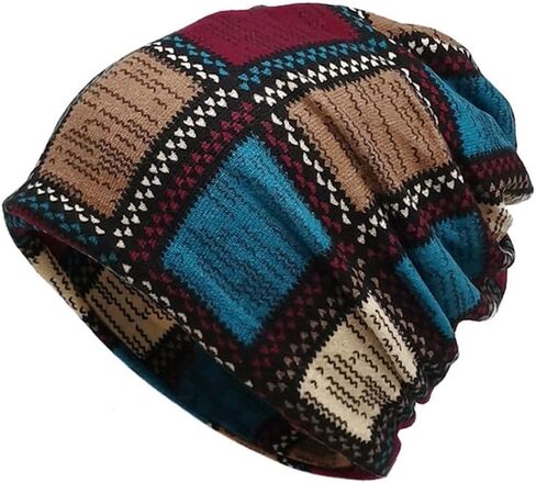 Stretch Beanie Hat, Bohemian Style Brimless Cap for Men Women in Saudi Arabia