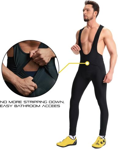 CEROTIPOLAR Men's Thermal Fleece Bathroom Access Cycling Bibs Tights, Bike Bibs Pants for Fall and Cold Winter in Saudi Arabia
