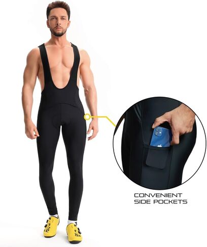 CEROTIPOLAR Men's Thermal Fleece Bathroom Access Cycling Bibs Tights, Bike Bibs Pants for Fall and Cold Winter in Saudi Arabia