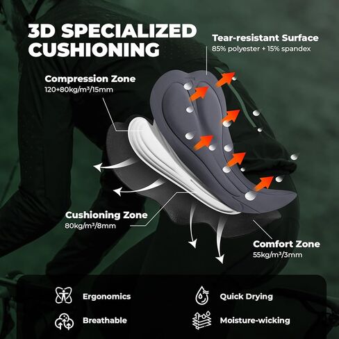 ROCKBROS Cycling Bibs for Men 3D Padded Men's Cycling Bike Bibs,Breathable Biking Tights,Riding Pants in Saudi Arabia