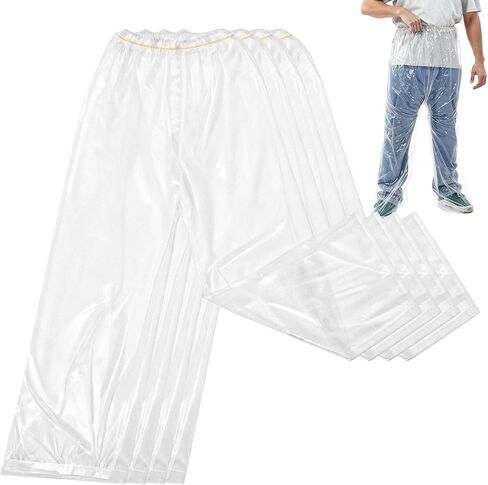 4-Pack Disposable Rain Pants for Men & Women - 53in Long Emergency Waterproof Rain Pant with Shoe Boot -Thickened Plastic Foot Wrapped Rainpants Covers for Outdoor Cycling Fishing in Saudi Arabia