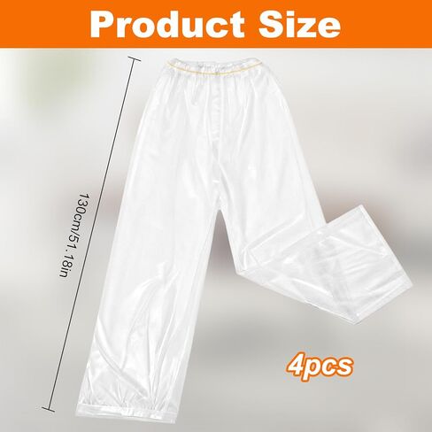 4-Pack Disposable Rain Pants for Men & Women - 53in Long Emergency Waterproof Rain Pant with Shoe Boot -Thickened Plastic Foot Wrapped Rainpants Covers for Outdoor Cycling Fishing in Saudi Arabia