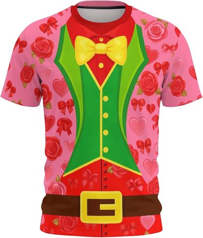 Funny Valentines Couples Costumes Cute Shirts Unisex Love Heart 3D Pattern Short Sleeve Tshirts Holiday Party in Saudi Arabia