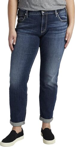 Silver Jeans Co. Women's Plus Size Boyfriend Mid Rise Slim Leg Jeans in Kuwait