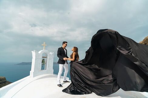 Black Long Tail Flying Skirt for Women's Wedding, Maternity Photoshoot Santorini Long Tail Flying Skirt for Photoshoot in Saudi Arabia
