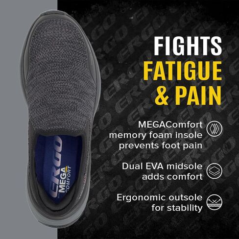 حذاء أمان MEGAComfort Ergo Delta مركب من الأمام سهل الارتداء للنساء - مقاوم للانزلاق، تبديد للكهرباء الساكنة، مدخل سهل الارتداء، أسود/فوشيا in Kuwait