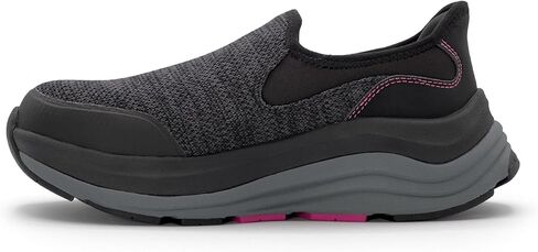 حذاء أمان MEGAComfort Ergo Delta مركب من الأمام سهل الارتداء للنساء - مقاوم للانزلاق، تبديد للكهرباء الساكنة، مدخل سهل الارتداء، أسود/فوشيا in Kuwait