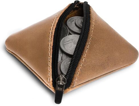 Hide & Drink, Slash Zippered Pouch Handmade from Full Grain Leather - All Natural, Thick, Durable Materials - Change Holder and Storage for Pocket and Purse Organization, with Zipper - Bourbon Brown in Saudi Arabia