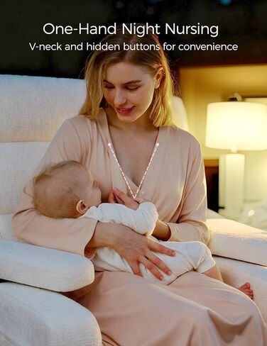 ثوب نوم نسائي للرضاعة الطبيعية من Momcozy للرضاعة الطبيعية والعمل والولادة، فستان ليلي طويل الأكمام بعد الولادة in Kuwait