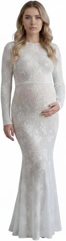 Cichic White Lace Ruffle Mermaid Elegant Maternity Maxi Dress for Women in Saudi Arabia