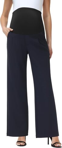 V VOCNI Women's Maternity Work Pants Wide Leg Over The Belly Pregnancy Dress Pants Office Slacks with Pockets in Saudi Arabia