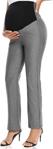 Foucome Women's Maternity Pants Comfy Stretch Dress Work Pants Straight Leg Pregnancy Slacks with Pockets in Saudi Arabia