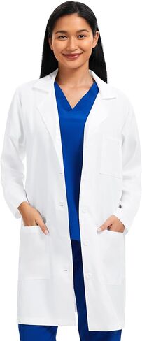 Lab Coat for Women with 3 Pockets, White Unisex Medical Coat, Relaxed Fit in Saudi Arabia