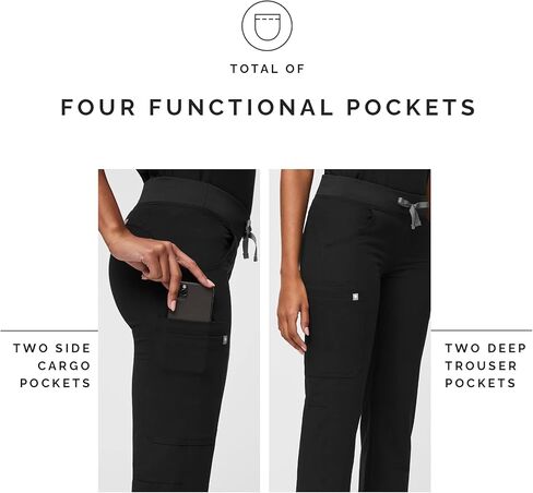 FIGS Kade Cargo Scrub Pants for Women - Black, M in Saudi Arabia