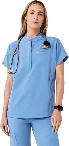 FIGS Montex Scrub Top for Women — Relaxed Fit, Mock Neck, 2 Pockets, Anti-Winkle, 4-Way Stretch in Saudi Arabia