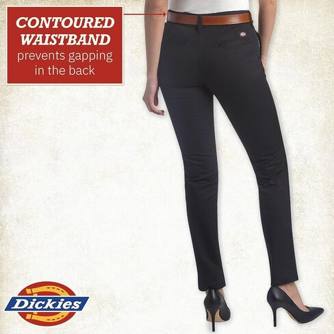 سراويل عمل نسائية من Dickies - مقاس متوسط ​​الارتفاع نحيف الساق قابل للتمدد من نسيج قطني طويل ملابس عمل وبنطلونات كاجوال للنساء in Kuwait