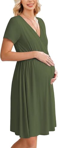 Ekouaer Women 3 in 1 Labor and Delivery Gown Split Front Flap Maternity Hospital Dress Nursing Nightgown for Breastfeeding in Saudi Arabia