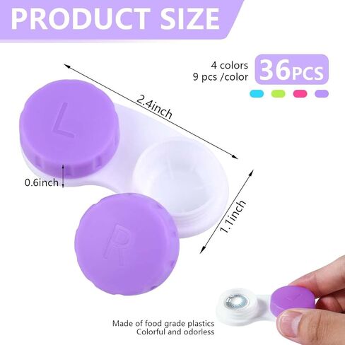 36 عبوة من KISEER حافظة عدسات لاصقة ملونة لطيفة وحامل صندوق كبير مجموعة تخزين نقع (4 ألوان) in Kuwait