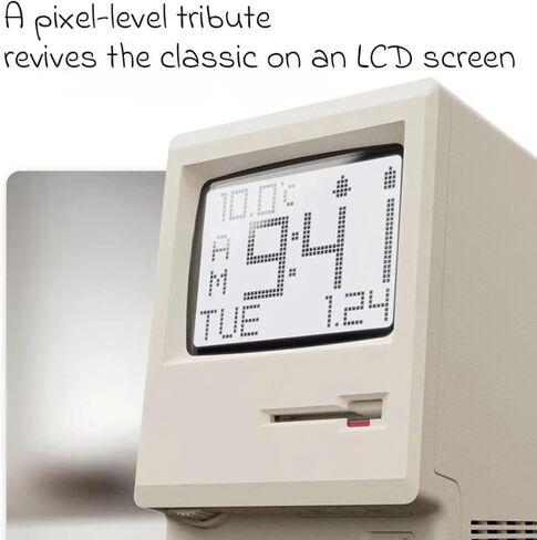 RayCue Maclock WB-8 Retro Pixel Alarm Clock - 1984 Computer-Inspired USB Desk Clock with Pixel Display, Multiple Alarms & Adjustable Brightness | Maclock Calendar, Temperature, Unique Retro Tech Gift in Saudi Arabia