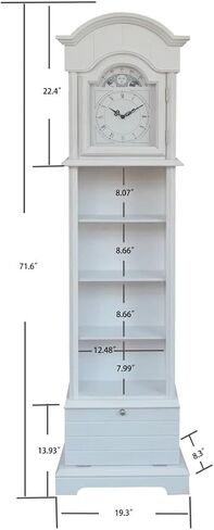 72'' Traditional Floor Standing Wood Grandfather Clock with White Finish in Kuwait