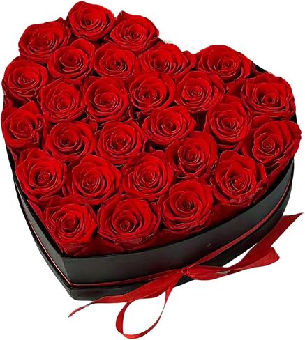 Preserved Roses Heart Shape Box Valentines Day Gifts for Her Mothers Day Forever Flowers (Red, 16 Roses) in Saudi Arabia