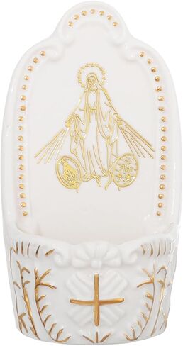 KOMI Porcelain Holy Water Font for Home Catholic Wall Decor Holy Family Holy Water Holder for Church Altar Tabletop Home Housewarming Catholic Christmas Gifts in Kuwait
