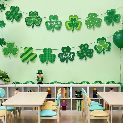 COCHIE Large 11" St. Patrick's Day Shamrock Cutouts Decorations Cardboard Cutout Set of 12, Lucky Saint Patrick Clover Cut Outs Wall Door Windows Decor, Green Irish Shamrocks Paper Cutouts (Shamrock) in Saudi Arabia