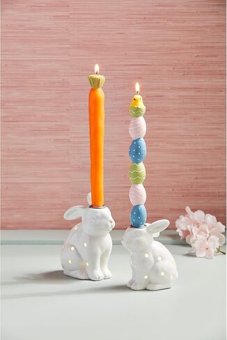 Mud Pie Led Bunny Taper Holder; Large 6" x 4 1/2" in Saudi Arabia