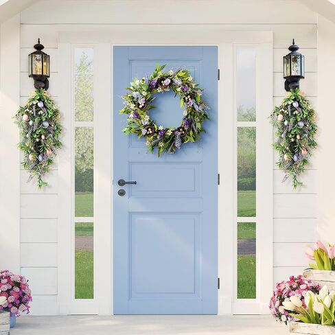 glitzhome عيد الفصح غنيمة 28 بوصة الاصطناعي الربيع دمعة إكليل للباب الأمامي وجدار الشرفة، ربيع عيد الفصح ديكور غنيمة الزخرفية in Saudi Arabia