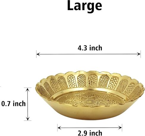 Shubhkart Brass Engraved Nakshi Plate Set 11 cm (Pack of 5) – Indian Decorative Ritual Plates for Puja, Meditation & Festive Décor | Traditional Hindu Offering Plates for Home Altar & Cultural Gifting in Saudi Arabia