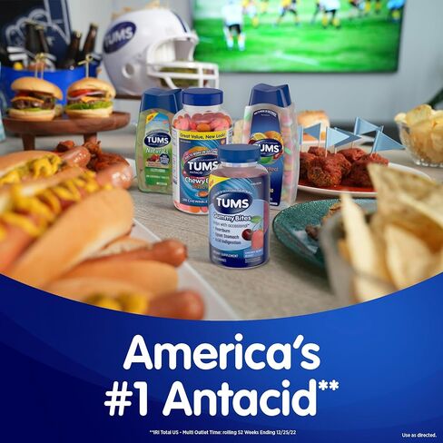 TUMS Naturals Ultra Strength Antacid Chews for Heartburn Relief, Black Cherry & Watermelon - 190 Count in Kuwait