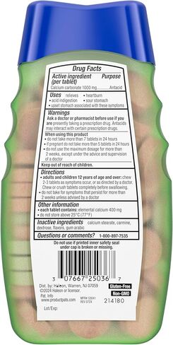 TUMS Naturals Ultra Strength Antacid Chews for Heartburn Relief, Black Cherry & Watermelon - 190 Count in Kuwait