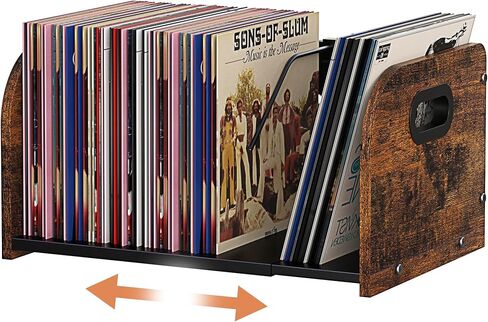 2-Tier-Vinyl-Record-Storage-Holder With Dividers, 200 LPs Albums Storage Rack Shelf, Steel Music Records Display Shelf Organizer For Book, Magazine, Files in Kuwait