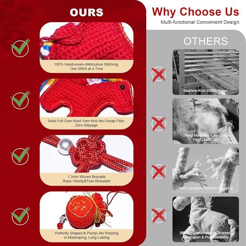 Handmade Crochet Lion Dance Ring Tassel Hanging Ornament Chinese New Year Decorations 2026 - Knitted Pendant for Home Office Spring Festival Decor Gift & Car Rearview Mirror Accessories in Saudi Arabia