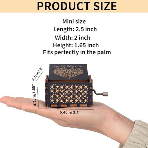 Music Box Romantic Valentines Day Gift for Her Him, Antique Laser Engraved I Can't Help to Falling in Love with You Hand Cranked Musical Box for Women Wedding,Anniversary,Birthday in Saudi Arabia