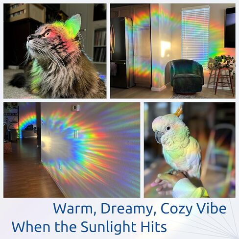 rabbitgoo Window Privacy Film Stained Glass Rainbow 3D Prism Decorative Iridescent Window Sticker Static Cling Suncatcher UV Protection for Home Heat Control, 17.5" x 78.7" in Saudi Arabia
